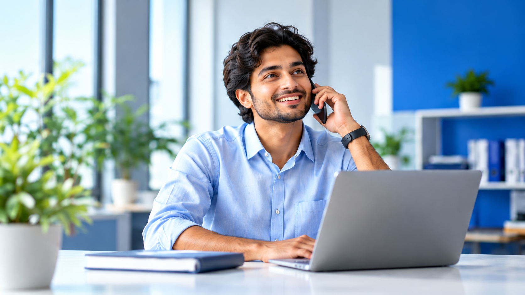 Business adviser on a phone call